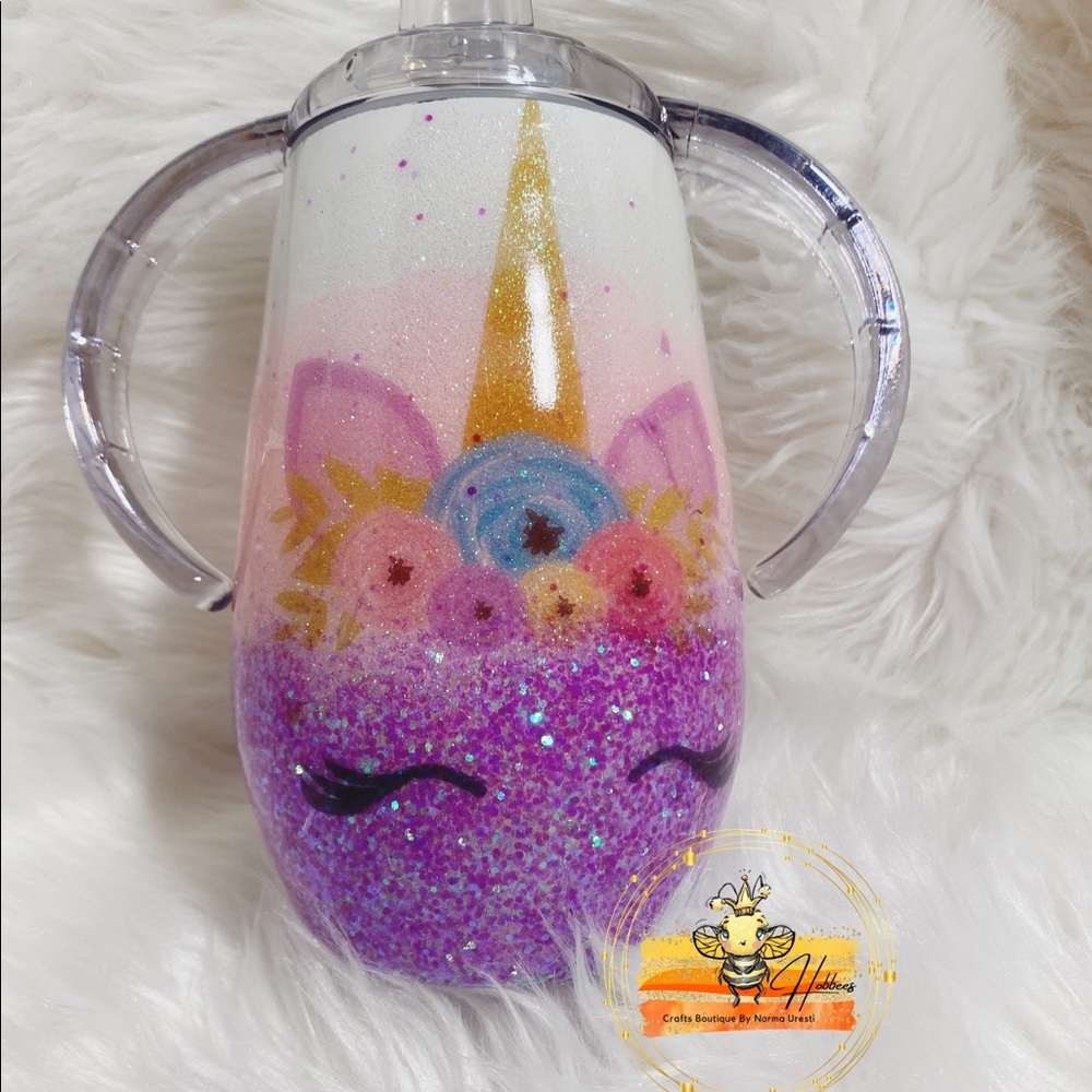 Custom Glitter Tumbler  Unicorn 14oz Sippy  Cup - Picture 2 of 10